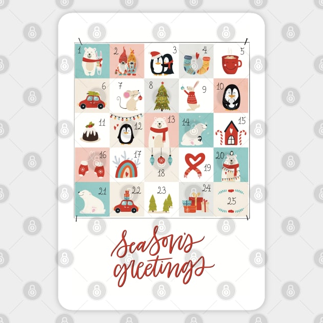 Christmas greeting with the calendar of the 25 days to Christmas in December Sticker by marina63